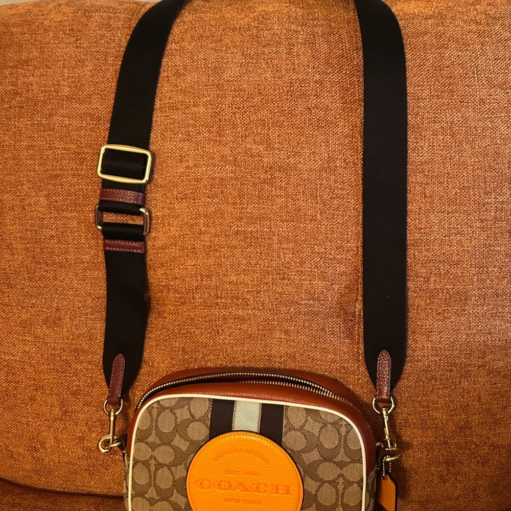Coach Dempsey Brown and Orange Crossbody Bag - Picture 2 of 8